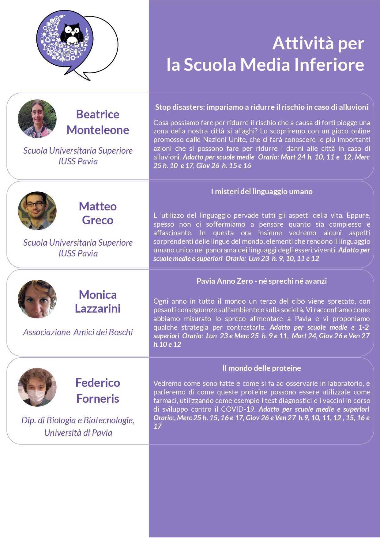 Menu ricercatori talk 