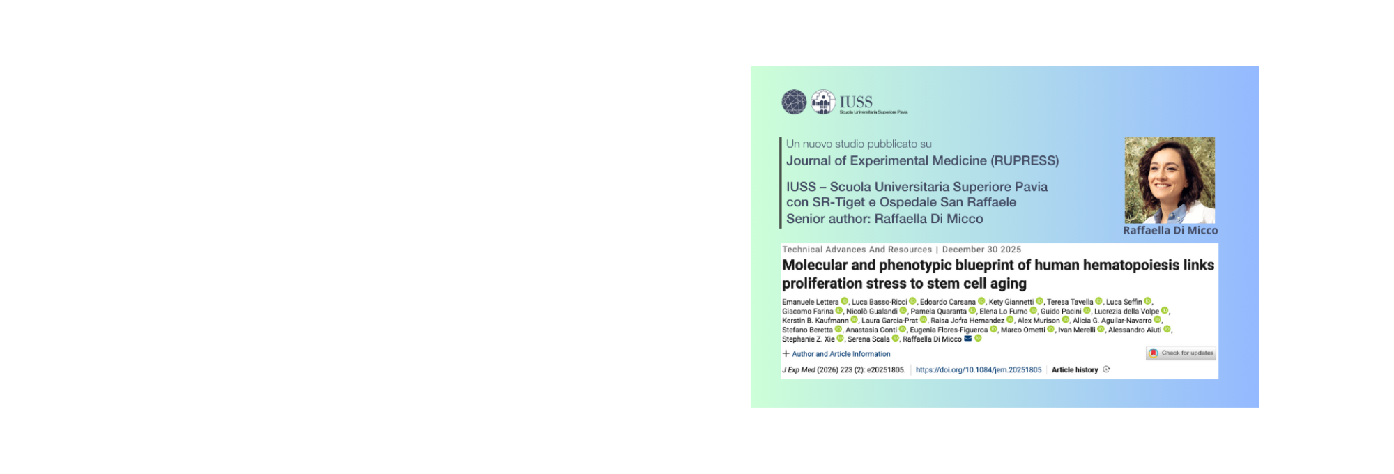 New RUPRESS study on blood stem cell ageing