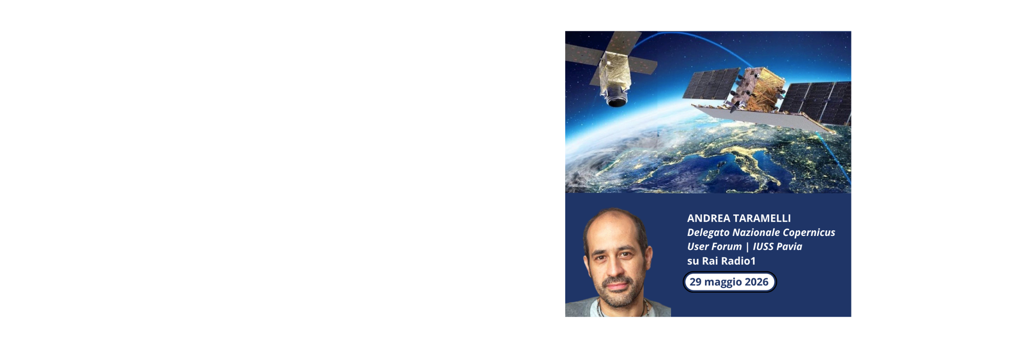 COPERNICUS, CLIMA E INTELLIGENZA ARTIFICIALE. Andrea Taramelli ospite di Radio1 Rai