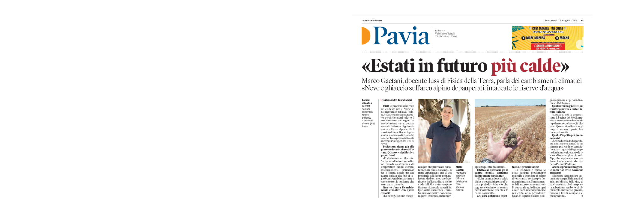 Estati più calde: il punto di Marco Gaetani (IUSS)